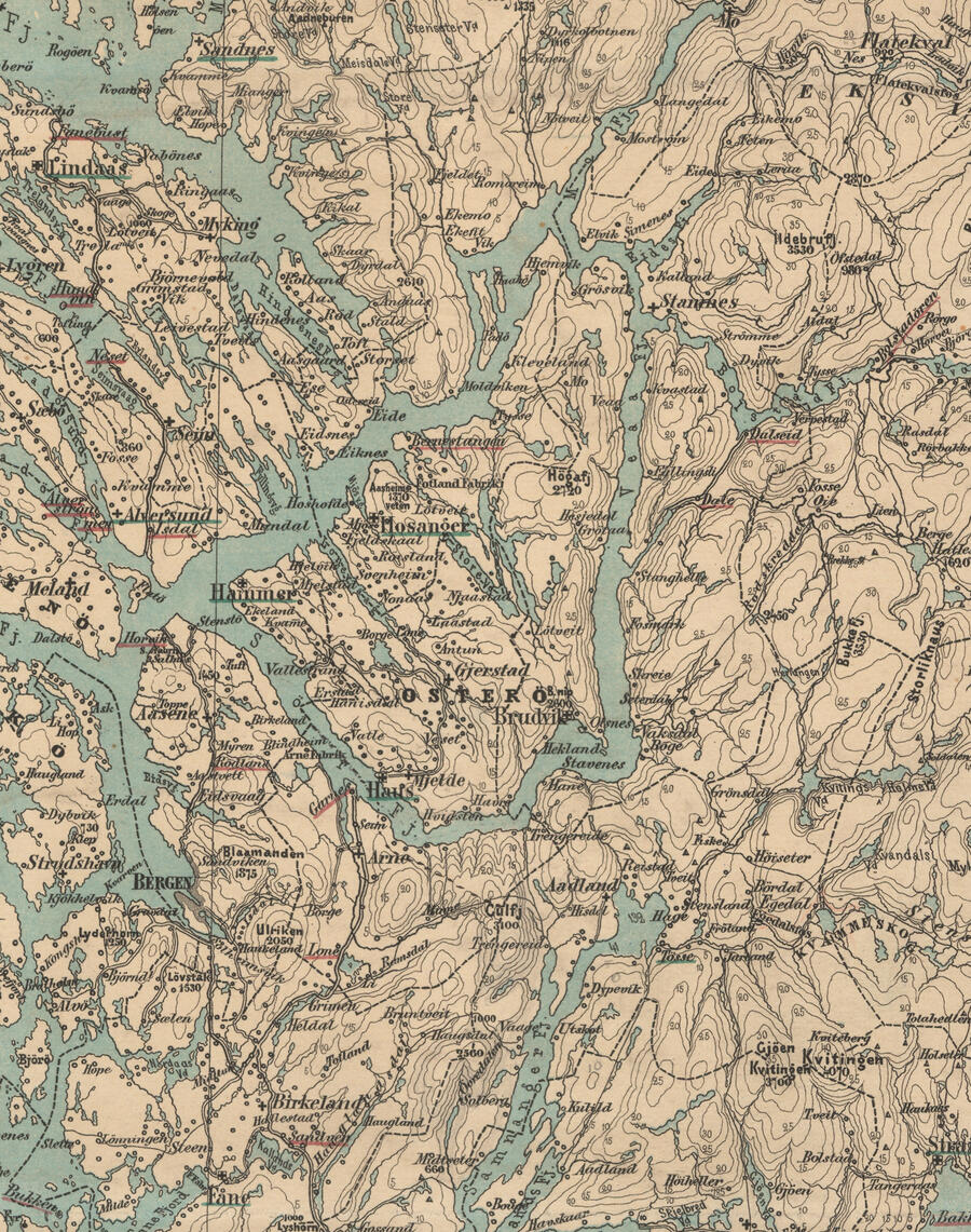 Kart over Søndre Bergenhus Amt 1868 Kart over Søndre Bergenhus Amt 1868