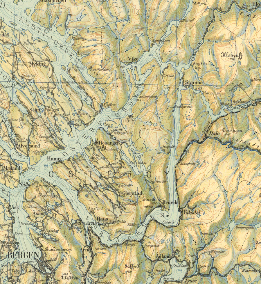 Søndre Bergenhus amt nr 28-2f: Skulekart yver Hordaland Fylke. 1924 Søndre Bergenhus amt nr 28-2f: Skulekart yver Hordaland Fylke. 1924
